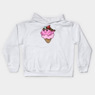 Ice Cream Narwhal: Strawberry with Toppings Kids Hoodie